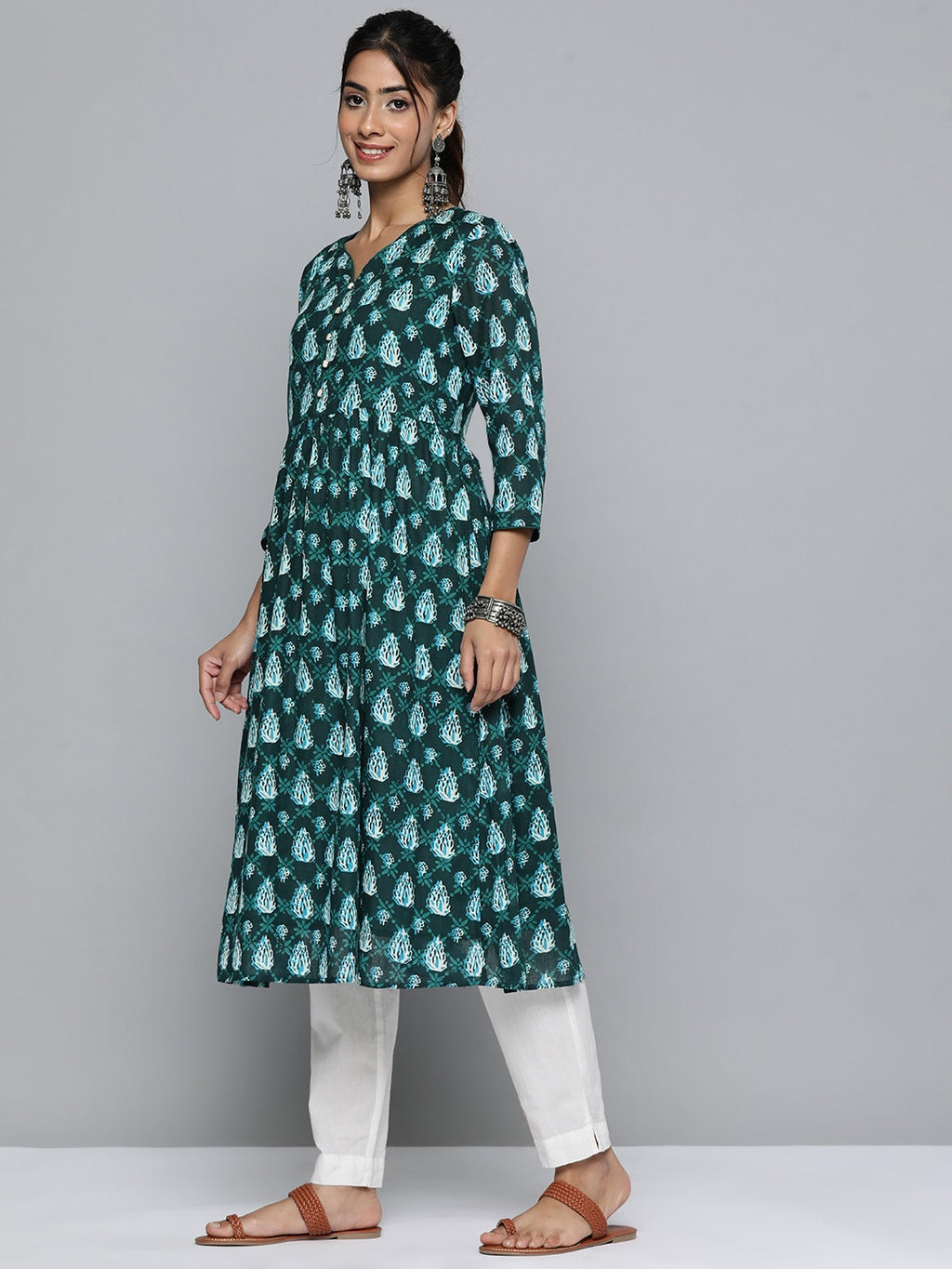 HERE&NOW Floral Printed Pure Cotton Kurta | Grocsy