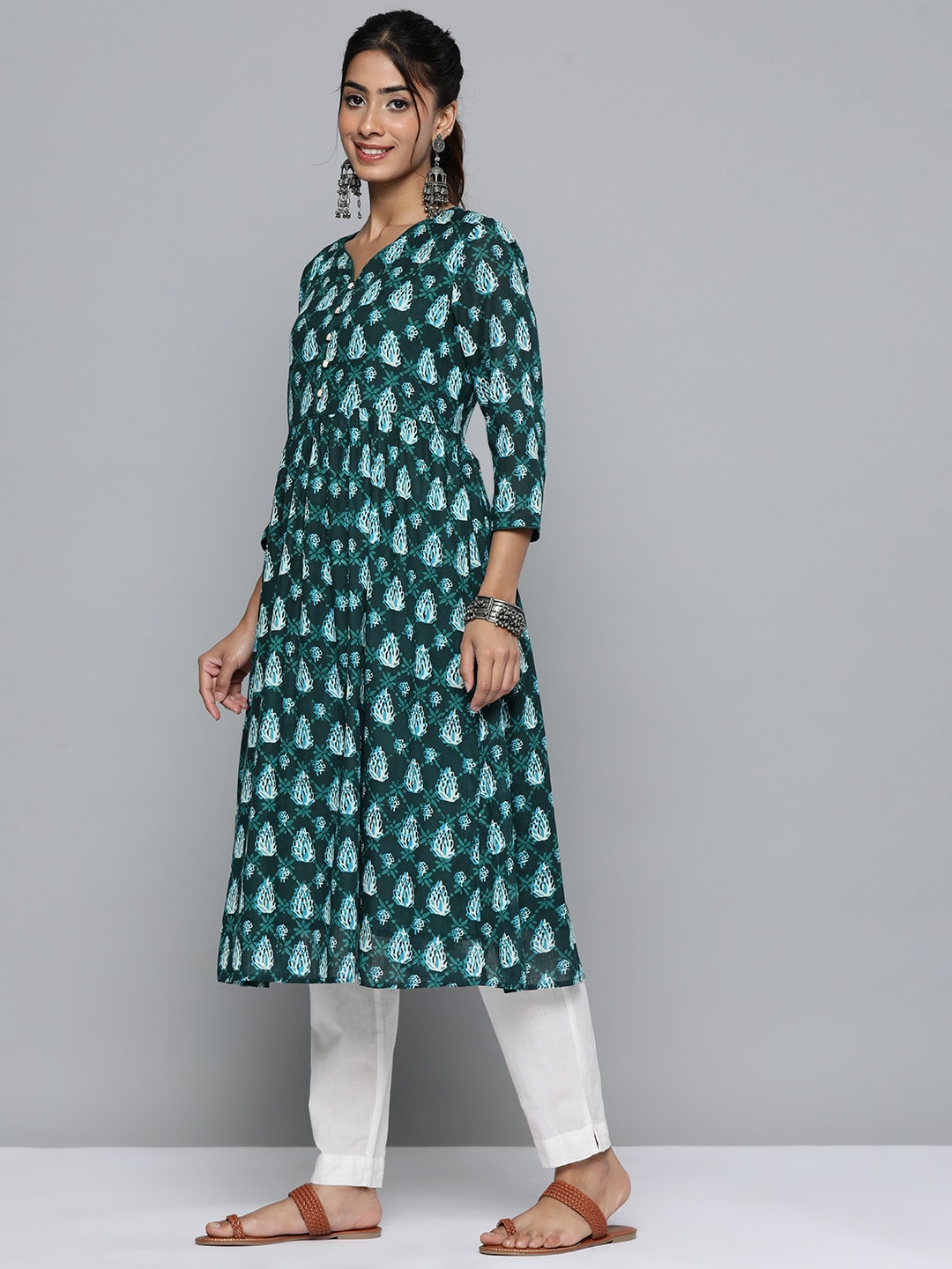 HERE&NOW Floral Printed Pure Cotton Kurta | Grocsy