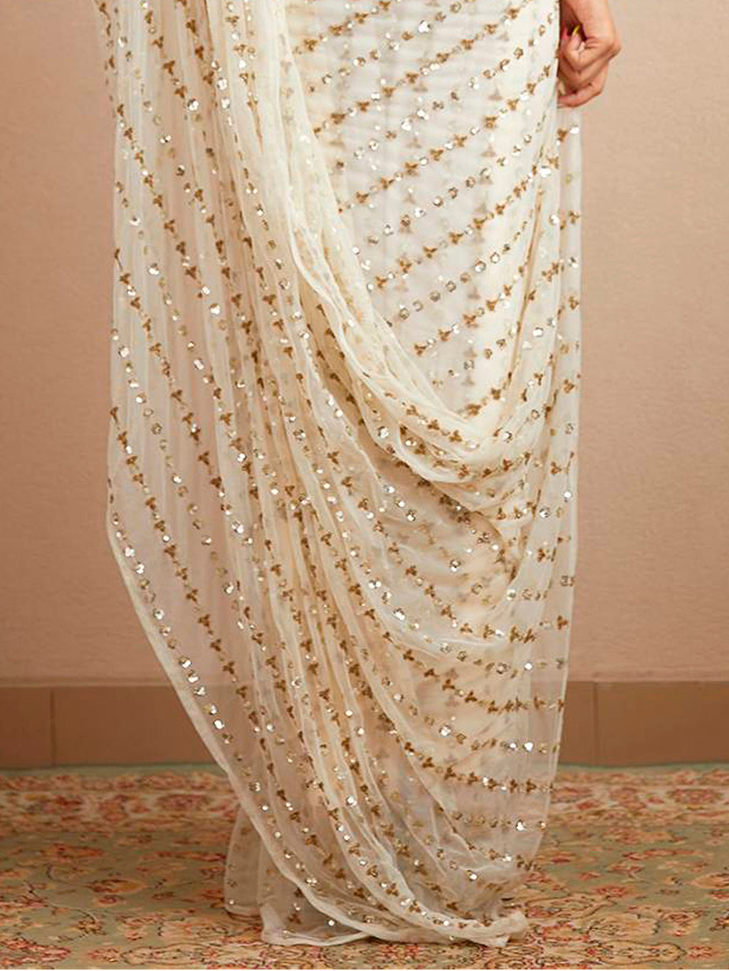Sangria Georgette Ethnic Embellished Party Wear Saree | Grocsy