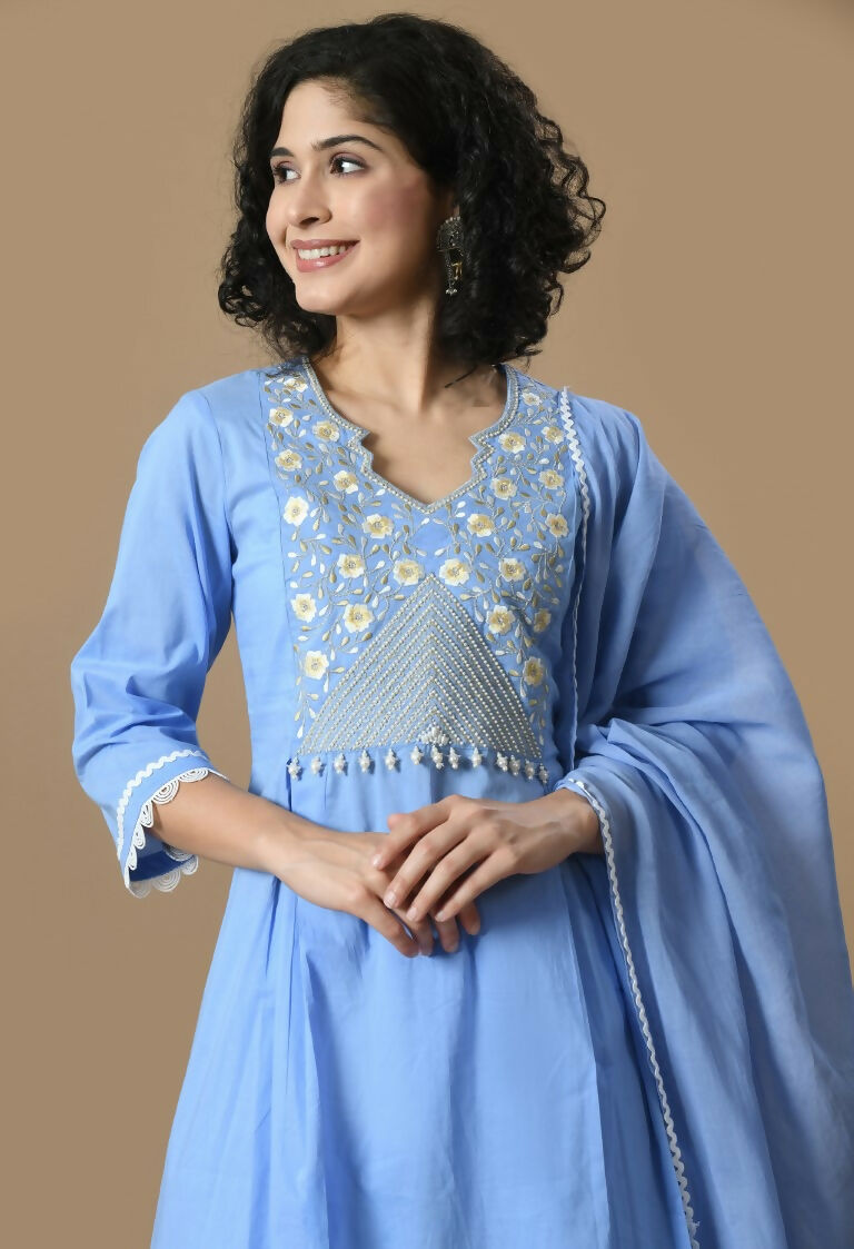 Joban Fashion L.Blue Cotton Kurta Set | Grocsy