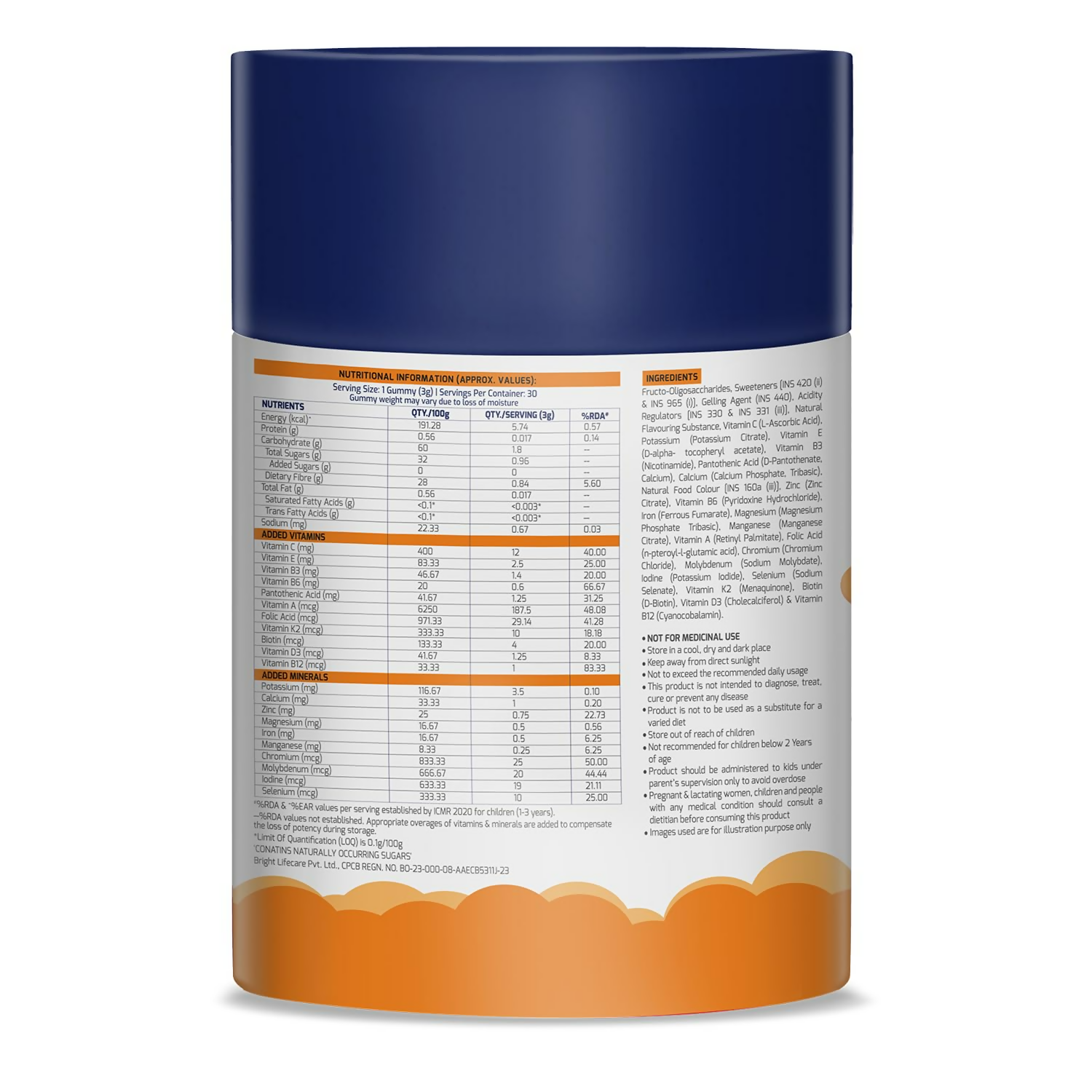 Gritzo Super Gummies, Multivitamin for Kids (Natural Strawberry & Natural Orange Flavours) | Grocsy