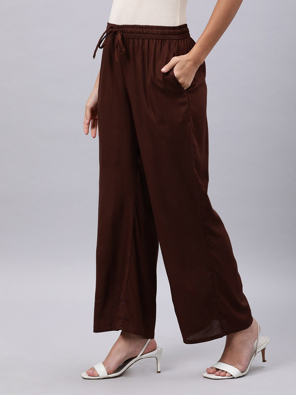 Souchii Brown Liva Ethnic Palazzos | Grocsy