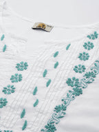 ADA Ethnic Motifs Embroidered Chikankari Floral Kurta | Grocsy