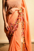 Vamsee Sparkle Sparkle - Orange Georgette Saree | Grocsy