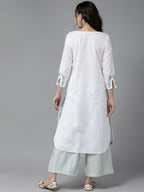 ADA Ethnic Motifs Embroidered Chikankari Floral Kurta | Grocsy