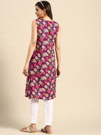 Sangria Women Floral Printed A-Line Sleeveless Kurta | Grocsy