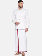 Sethukrishna Mens White Solid Cotton Readymade Dhoti | Grocsy