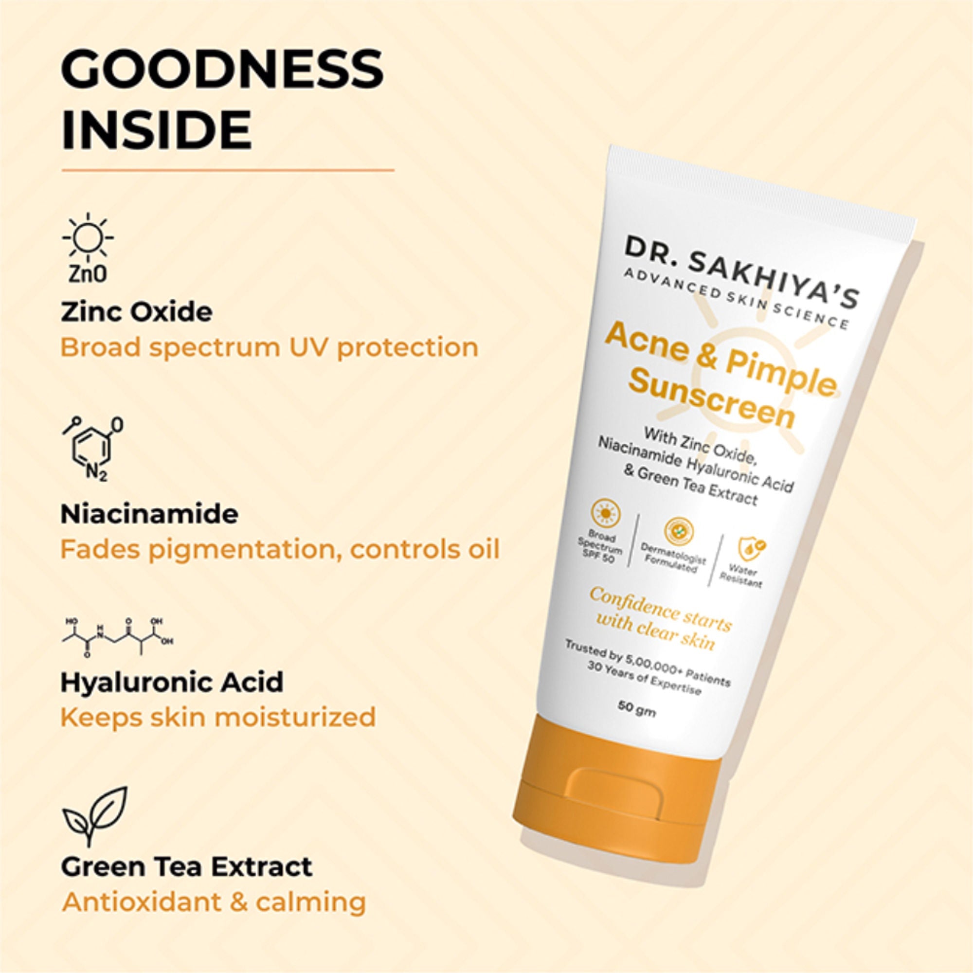 Dr.Sakhiya Acne & Pimple Sunscreen SPF 50 | Grocsy
