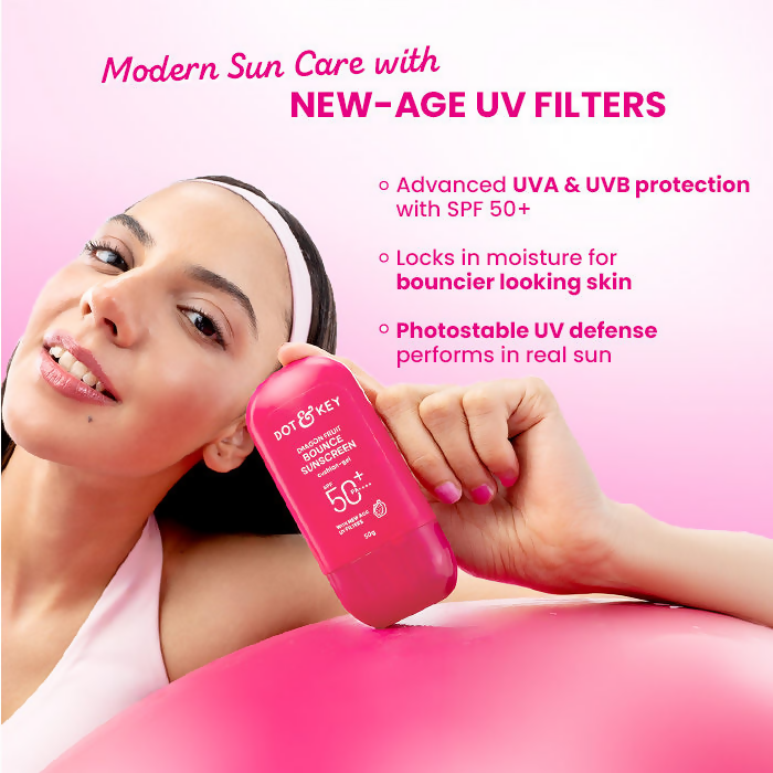 Dot & Key Dragon Fruit Bounce Sunscreen In-Vivo Tested SPF 50+ PA++++, With New-Age UV Filters | Grocsy
