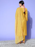 Sangria Floral Embroidered Regular Sequinned Kurta with Trousers & With Dupatta | Grocsy