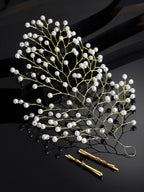 Panash Women Gold-Toned & White Embellished Hair Accessory Set | Grocsy