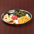Sumeet Stainless Steel Heavy Gauge Deep Wall Dinner Plates with Mirror Finish | Grocsy