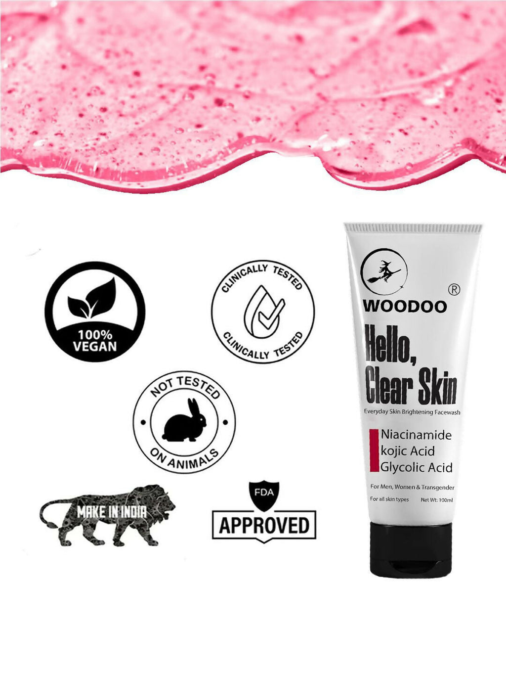 Woodoo Hello Clear Skin Everyday Skin Brightening Face Wash With Niacinamide | Grocsy