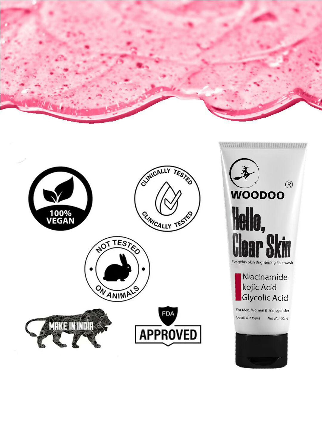 Woodoo Hello Clear Skin Everyday Skin Brightening Face Wash With Niacinamide | Grocsy