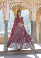 Lorenvalley Ranipink Pure Viscose Jacquard With Embroidered Sequins work Lehenga Choli | Grocsy