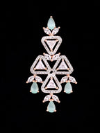 Saraf RS Jewellery Rose Gold-Polished White & Sea Green AD-Studded Handcrafted Jewellery Set | Grocsy