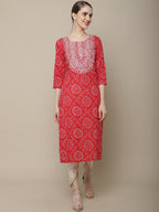 Sangria Bandhani Printed Cotton Kurta | Grocsy