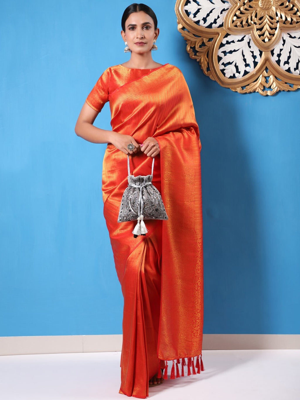 Masq Grey & White Embellished Potli Clutch | Grocsy