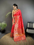 Joban Fashion Rani Pink Geometric Pattern Soft Silk Patola Saree | Grocsy