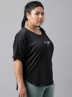 MKH Typography Printed Plus Size Drop Shoulder Sleeves Relaxed Fit Dri-FIT Sports T-shirt | Grocsy