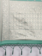Saree Mall Green Ethnic Motifs Zari Organza Banarasi Saree | Grocsy