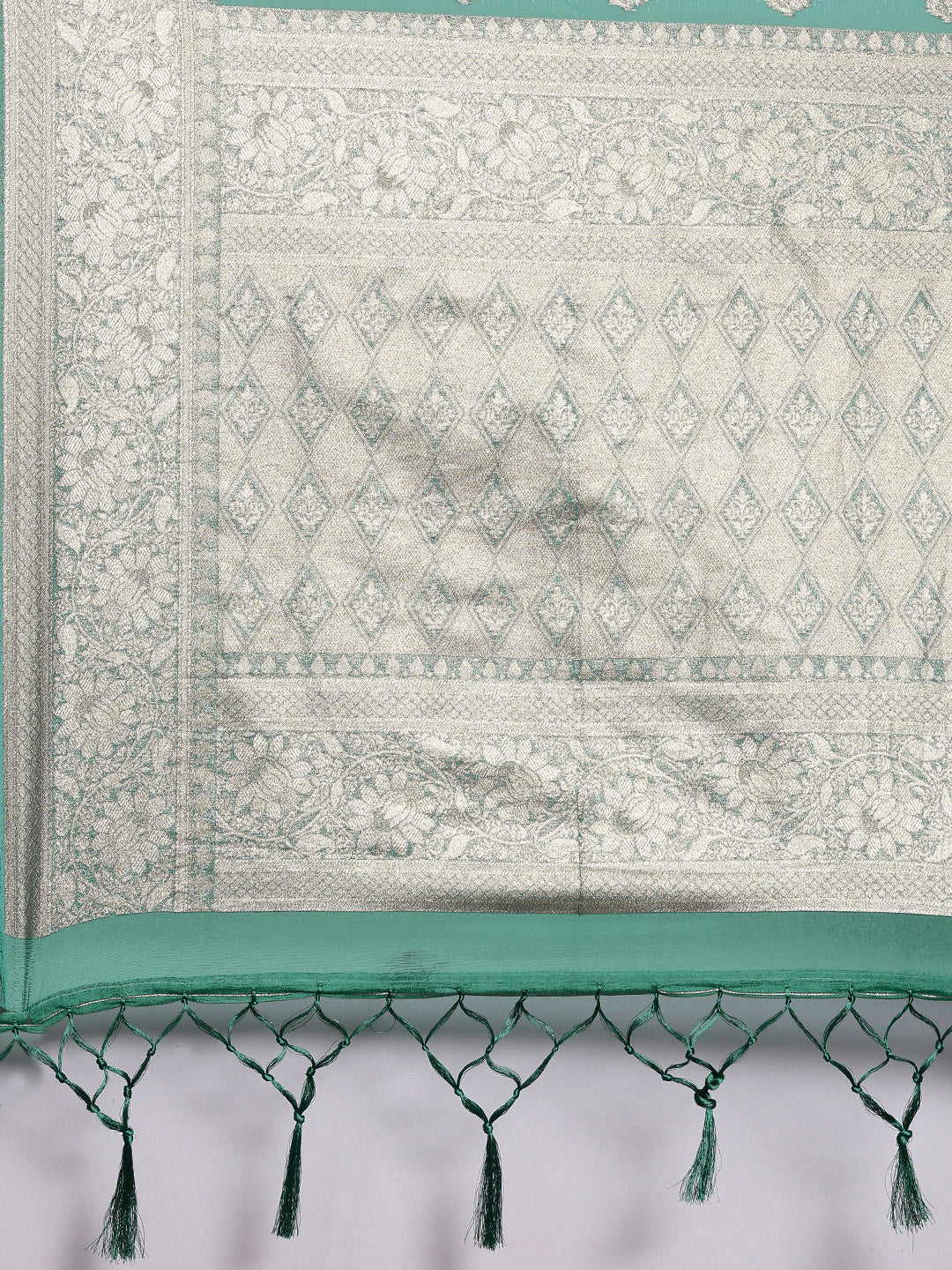 Saree Mall Green Ethnic Motifs Zari Organza Banarasi Saree | Grocsy