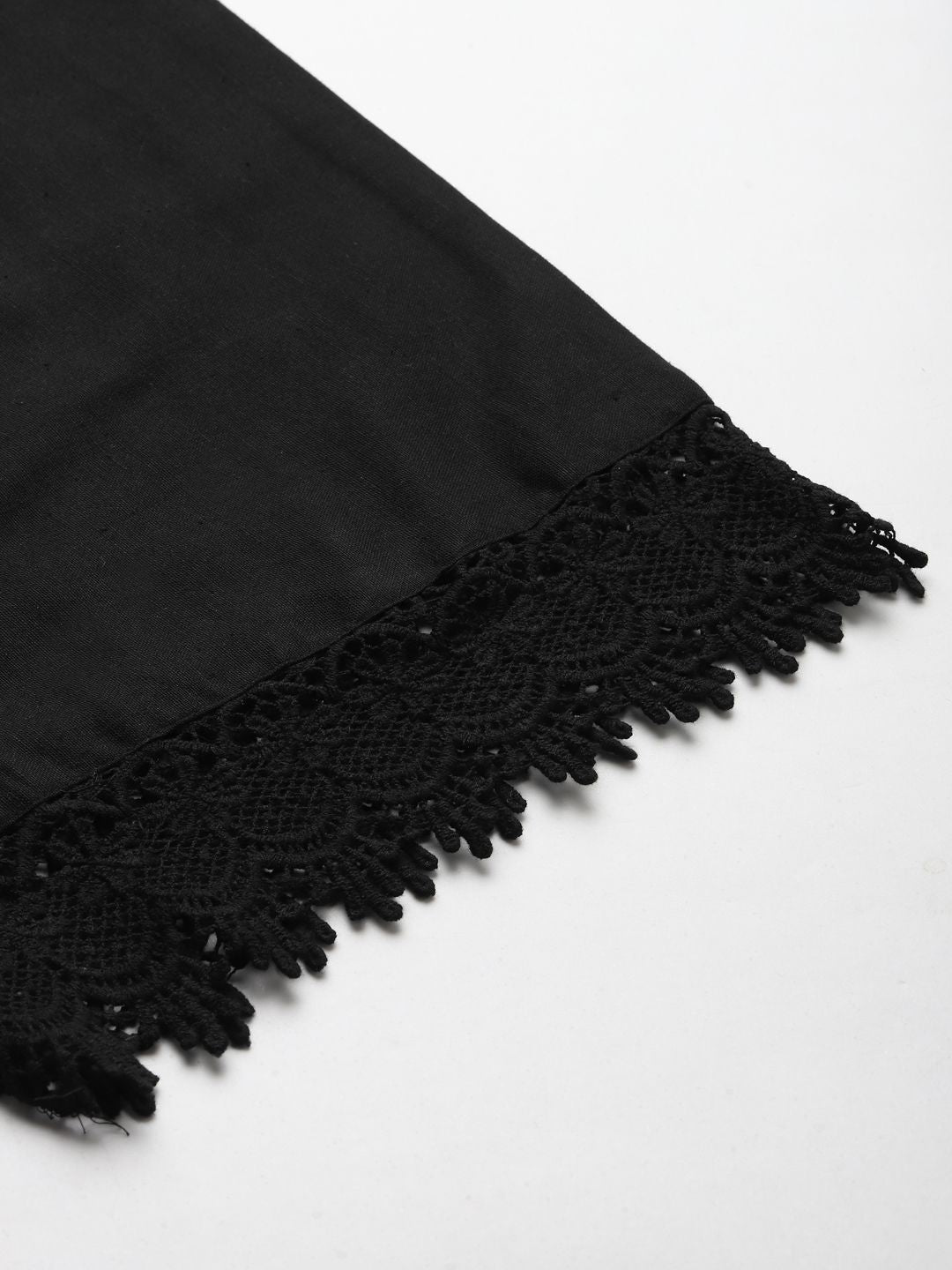 TAG 7 Women Black Solid Hem Design Straight Palazzos | Grocsy