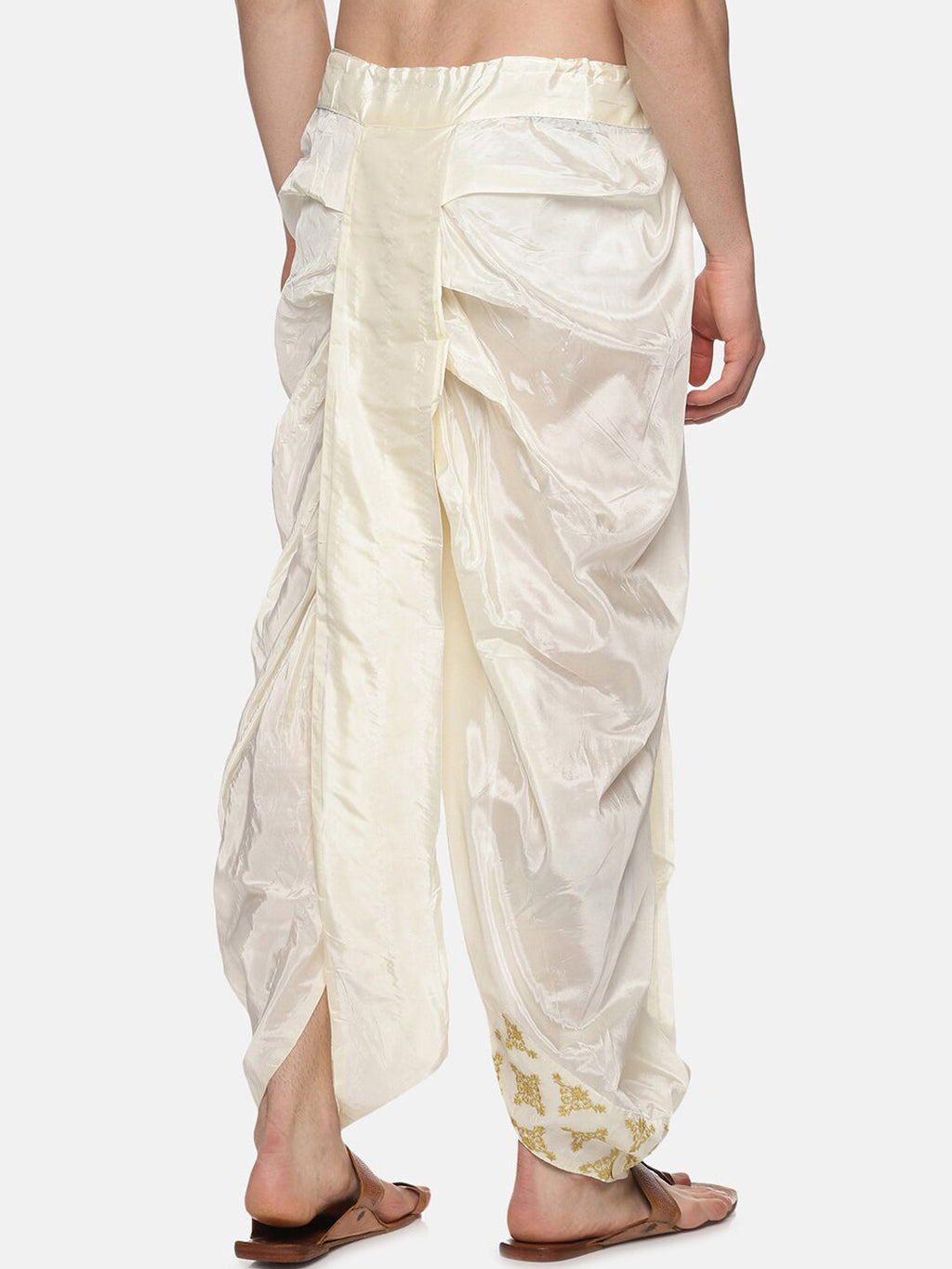 Sethukrishna Men Cream Embroidered Dhoti Pant | Grocsy