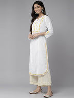 ADA Ethnic Motifs Embroidered Chikankari Cotton Kurta | Grocsy