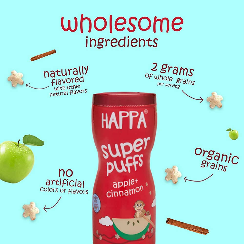 Happa Multigrain Apple & Cinnamon Melts Super Puffs (8 Months+) | Grocsy
