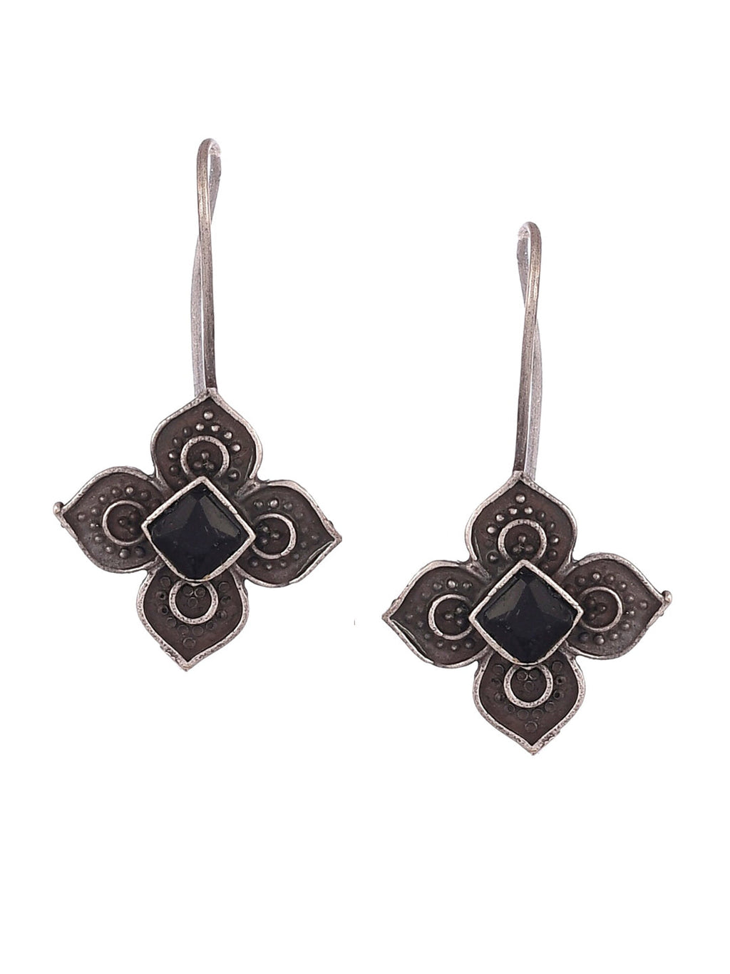 Shoshaa Silver Plated Floral Drop Earrings