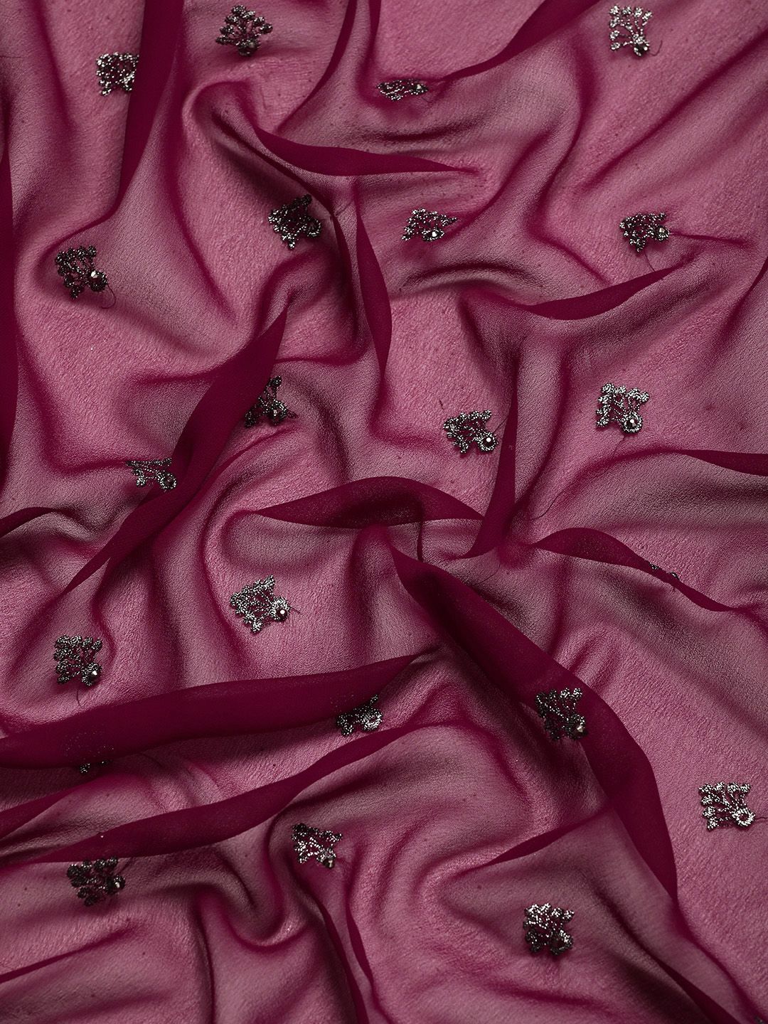kasee Embroidered Ethnic Motifs Zari Pure Georgette Saree | Grocsy