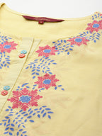 Sangria Women Floral Printed Regular Chanderi Cotton Kurta with Palazzos & With Dupatta | Grocsy