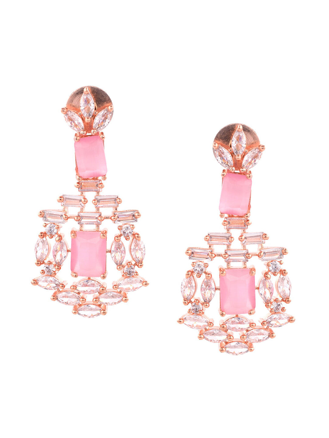 Saraf RS Jewellery Rose Gold-Polished & Pink AD Studded Handcrafted Jewellery Set | Grocsy
