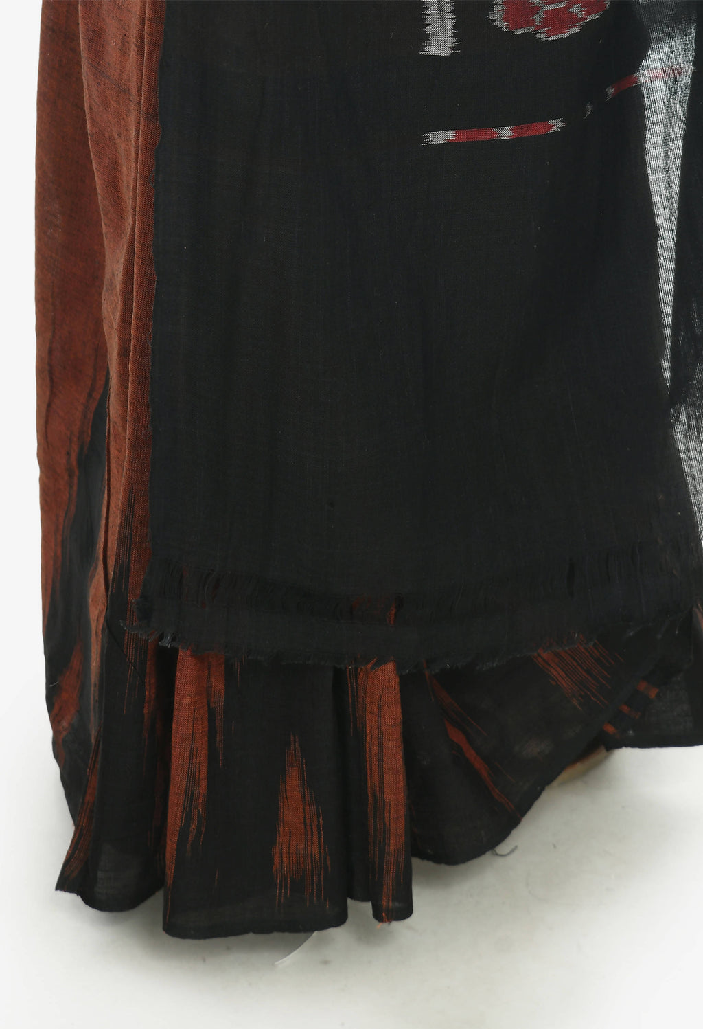 Vamika Sambalpuri Ikat Cotton Kargil Brown & Black Saree | Grocsy