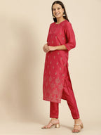 All About You Women Red Ethnic Motifs Kurta with Trousers | Grocsy