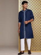 House of Pataudi Men Jashn Embroidered Mirror Work Kurta | Grocsy