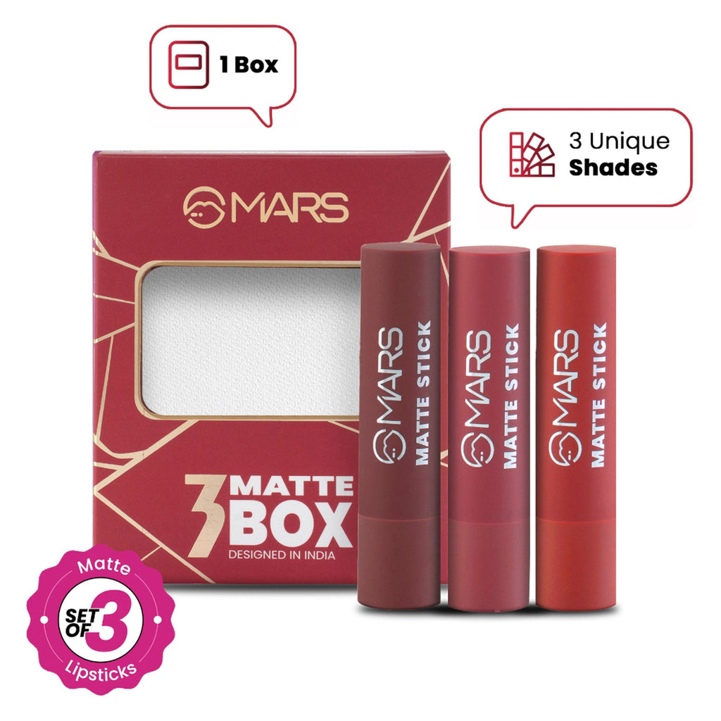 MARS Cosmetics Matte Lipsticks Box - 01 Reds and Maroons | Grocsy
