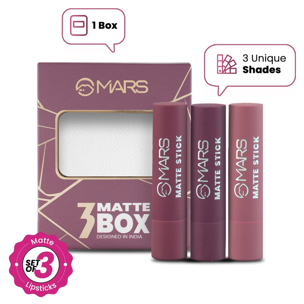 MARS Cosmetics Matte Lipsticks Box - 03 Plums | Grocsy