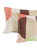 Story@home Cream-Coloured Geometric 152 TC Cotton 1 Queen Bedsheet with 2 Pillow Covers | Grocsy