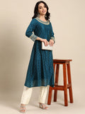 All About You Ethnic Motifs Embroidered Sequinned Kurta With Trousers | Grocsy