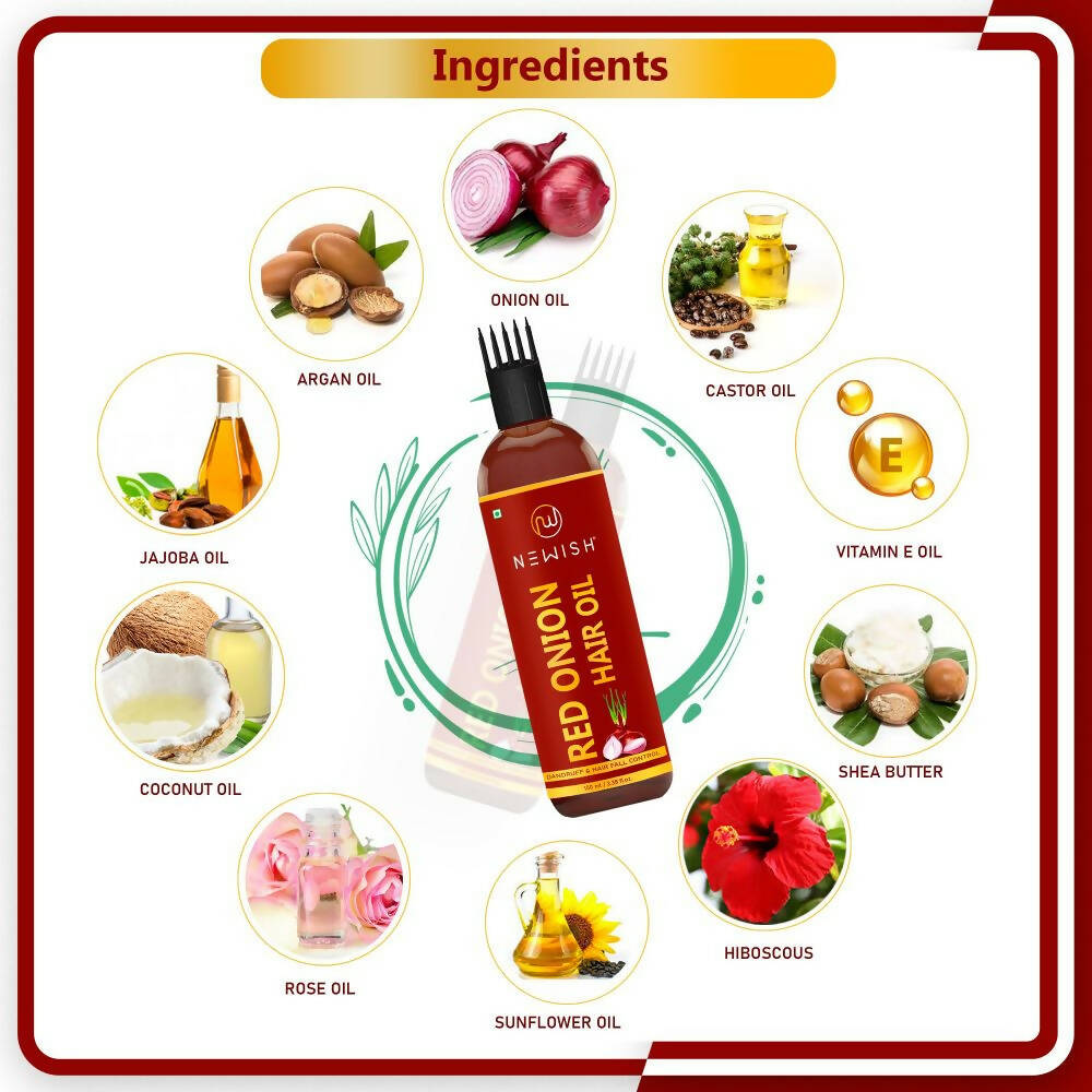 Newish Red Onion Hair Oil With Comb | Grocsy