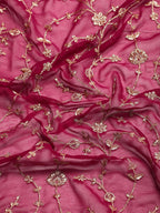 kasee Floral Zari Pure Georgette Saree | Grocsy