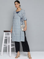 HERE&NOW Printed Wrap Designed Layered Kurta | Grocsy