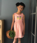 ArthLife Peach Pineapple Embroidered Dress | Grocsy