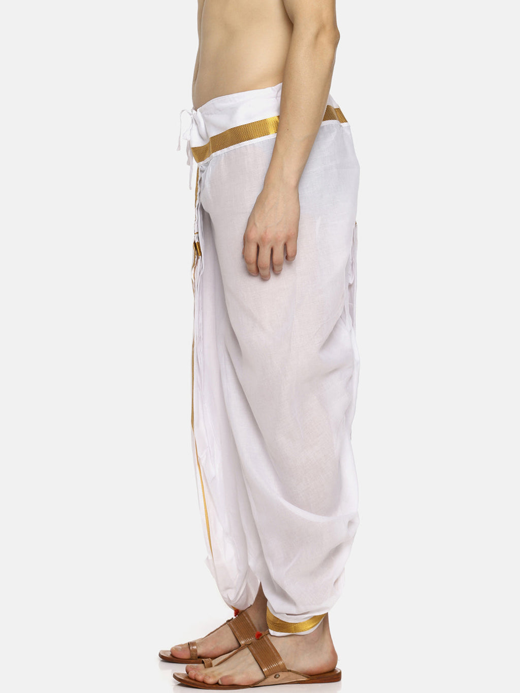 Sethukrishna Men White Solid Readymade Dhoti | Grocsy