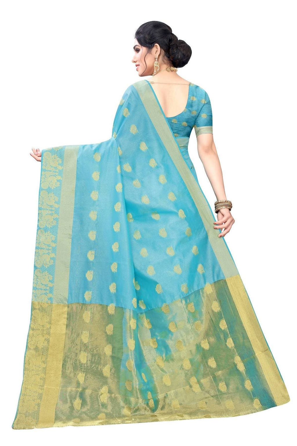 Vamika Banarasi Jacquard Weaving Sky Blue Saree | Grocsy