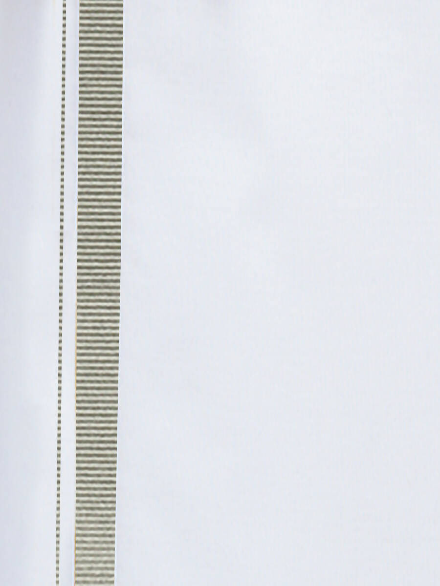 Ramraj Cotton Mens Cotton 3/ 4 " Silver Jari Dhoti - White | Grocsy