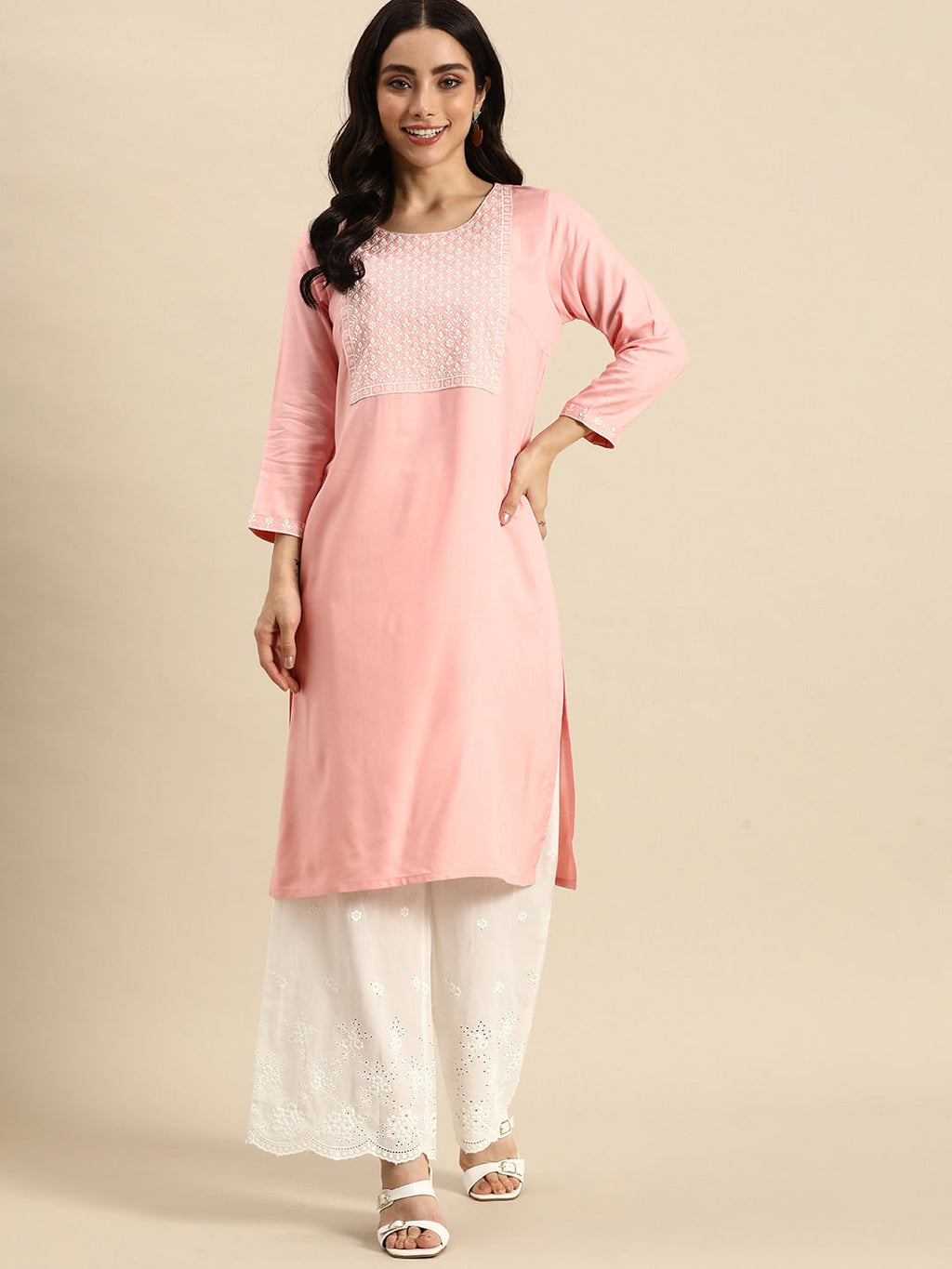 Sangria Women Floral Embroidered Kurta | Grocsy