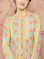 HERE&NOW Ethnic Motifs Printed Kurta with Trousers | Grocsy